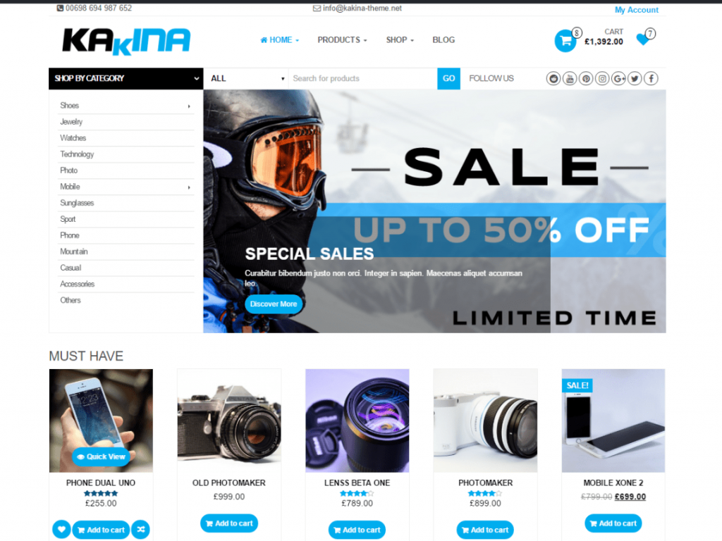 Kakina Temas gratuitos de WooCommerce para WordPress