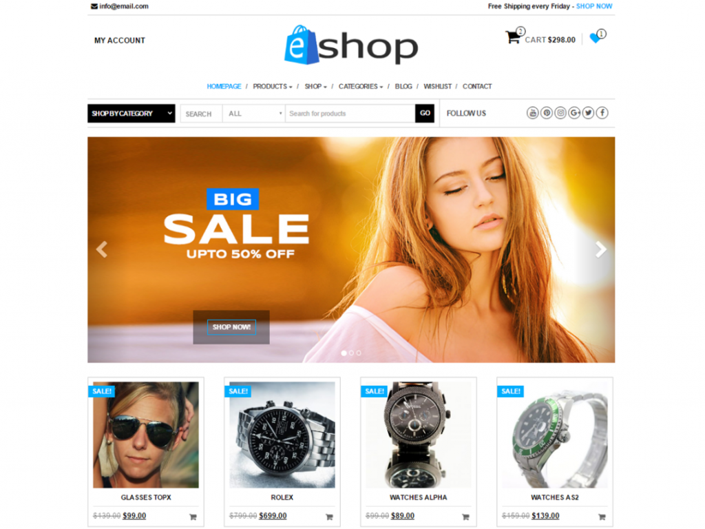 E-Shop Temas gratuitos de WooCommerce para WordPress