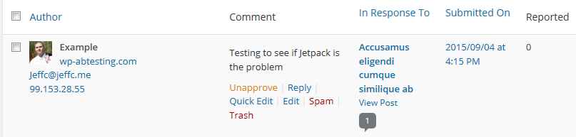 報告されたコメント列