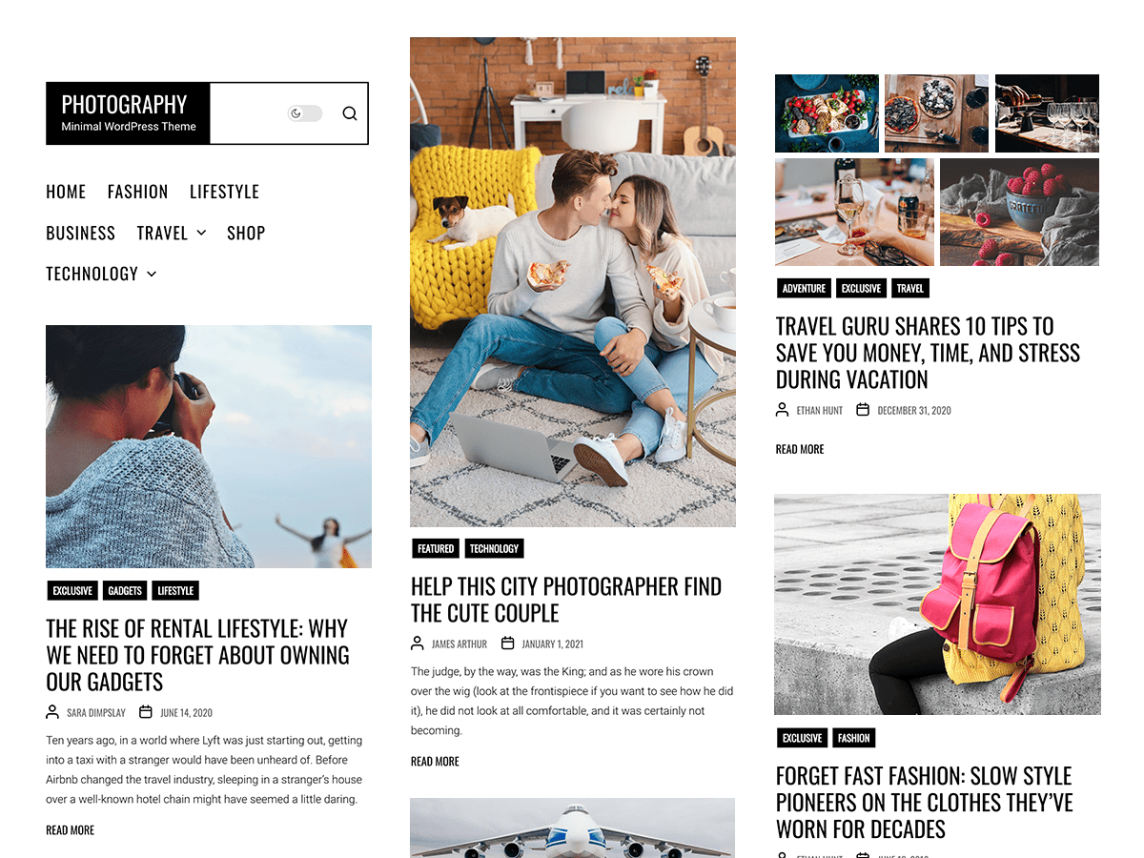 최소한의 사진 최고의 WordPress 무료 테마