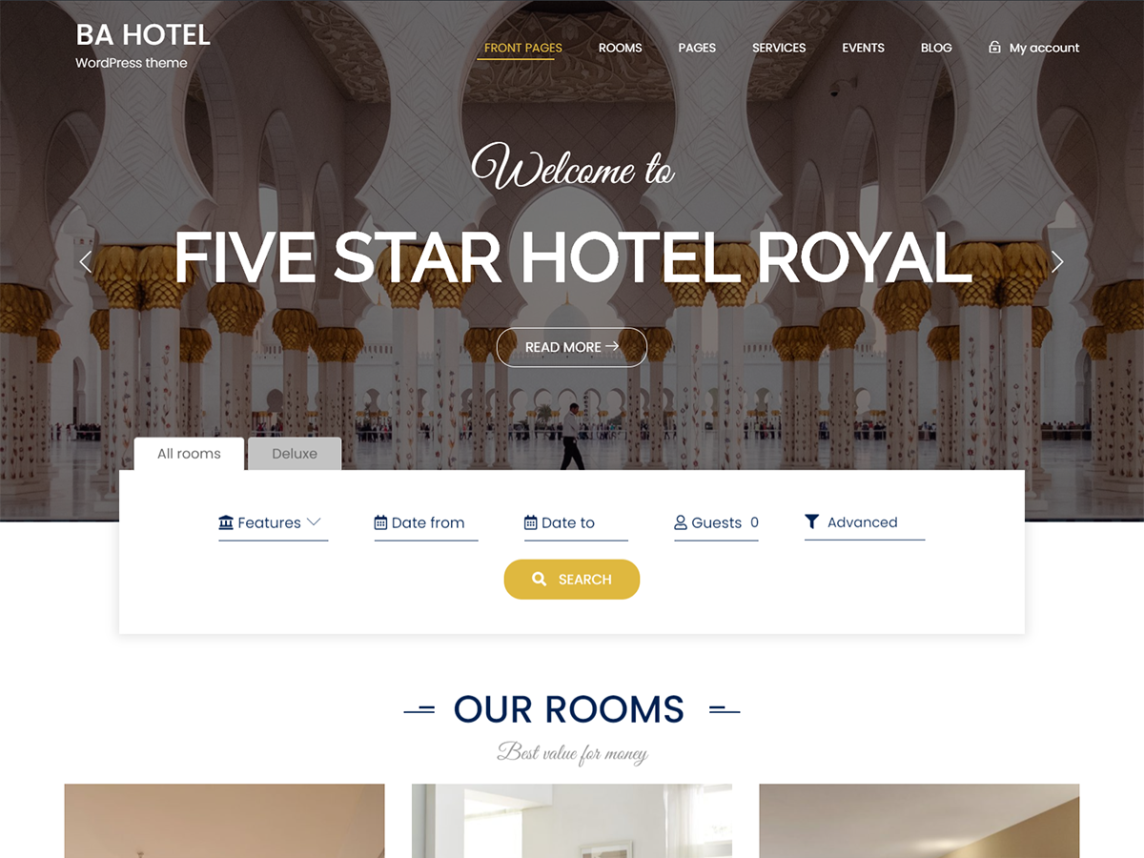 otel için ba otel hafif ücretsiz wordpress teması
