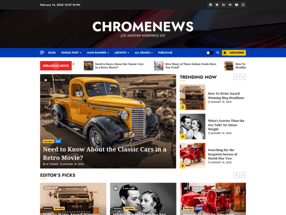Tema WordPress baseado em notícias chromenews