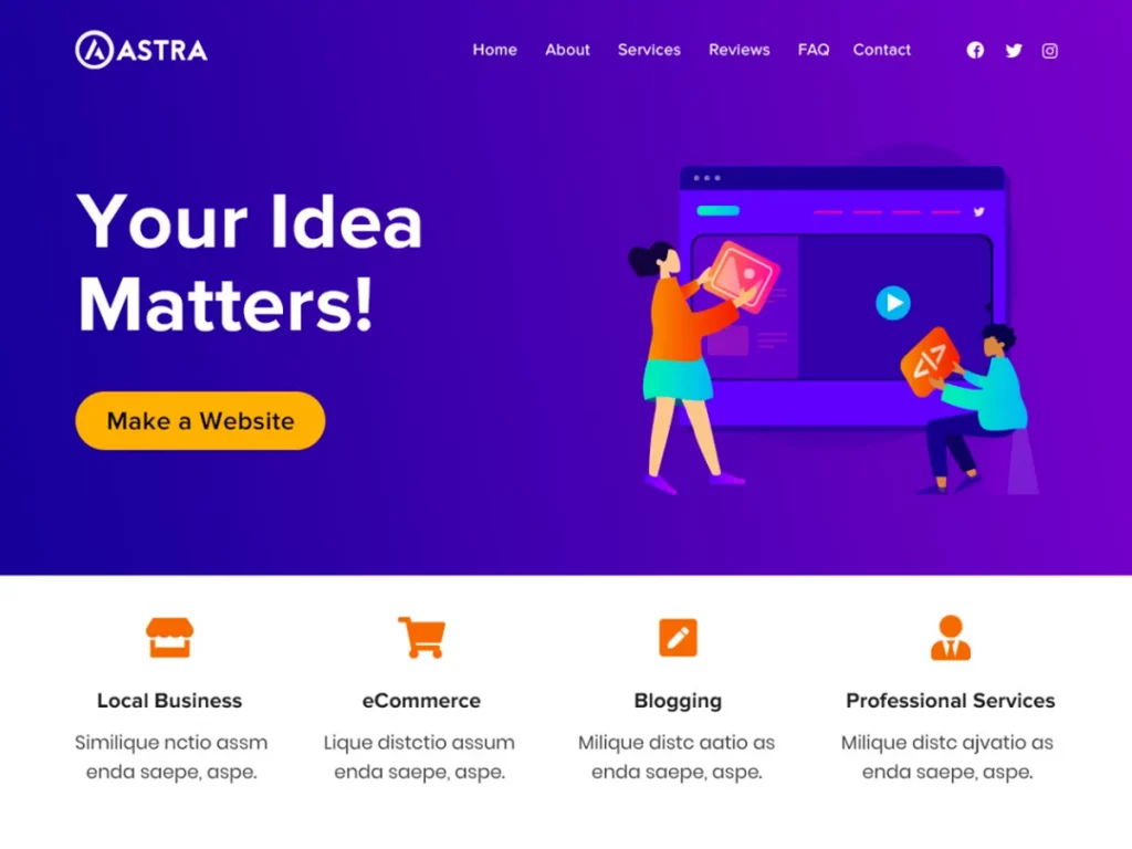 Tema WordPress mais rápido Astra