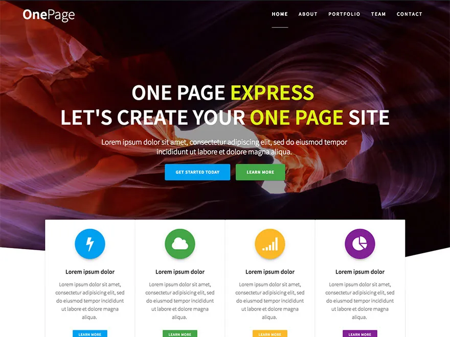 one page express tema wordpress de uma página