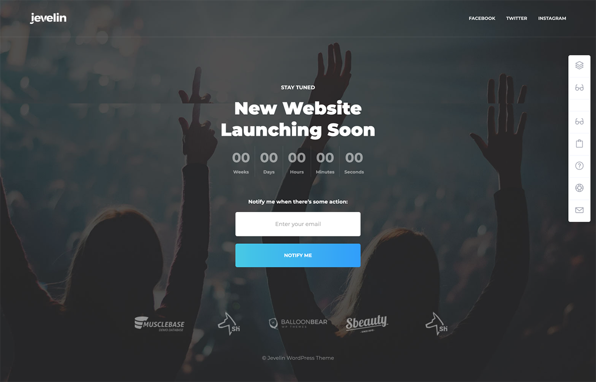 tema WordPress jevelin yang sedang dibangun