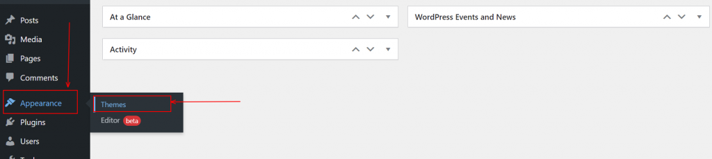 Painel do WordPress, aparência dos temas