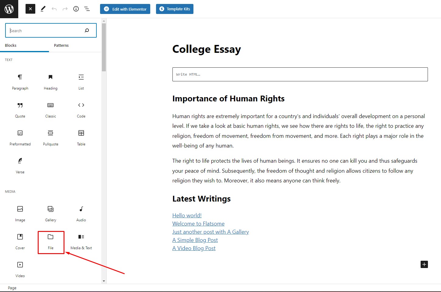 aggiungi un link per il download su wordpress