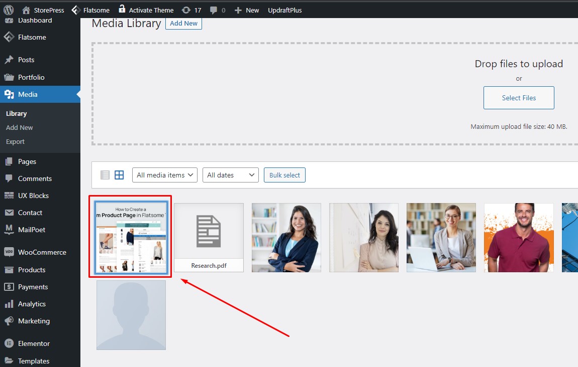 aggiungi un link per il download su wordpress