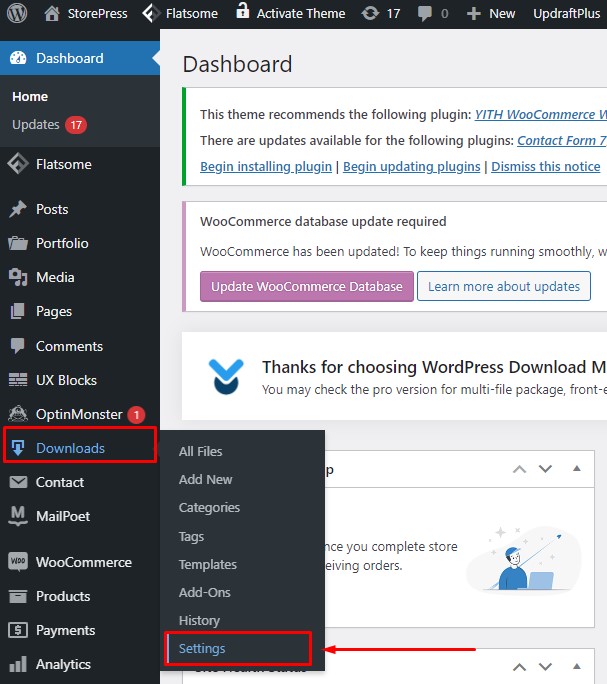aggiungi un link per il download su wordpress