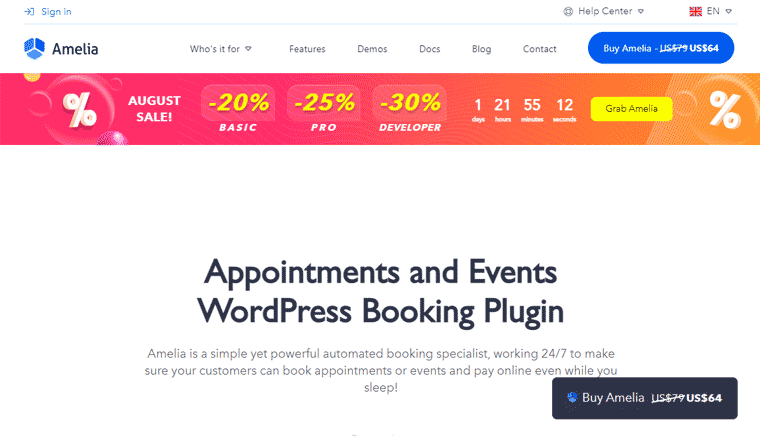 Amelia - Plugin per la prenotazione di parrucchieri WordPress