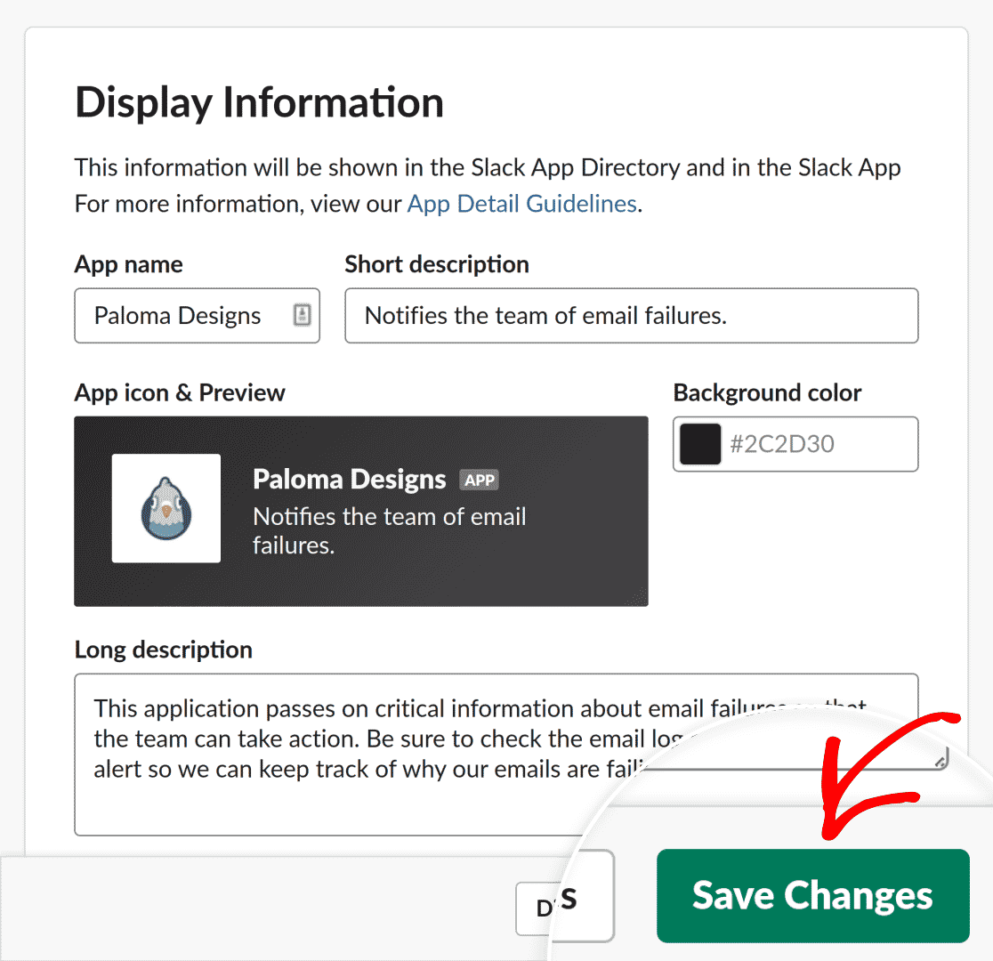 変更を Slack アプリに保存する