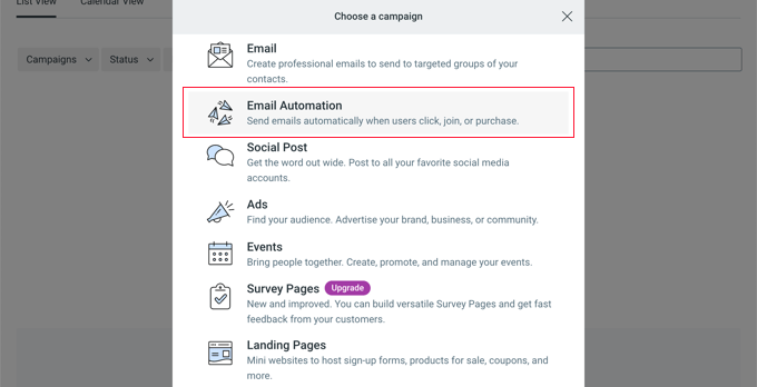 e-mailactualitéconstantecontactchoisirunecampagne Email Automation Campaign