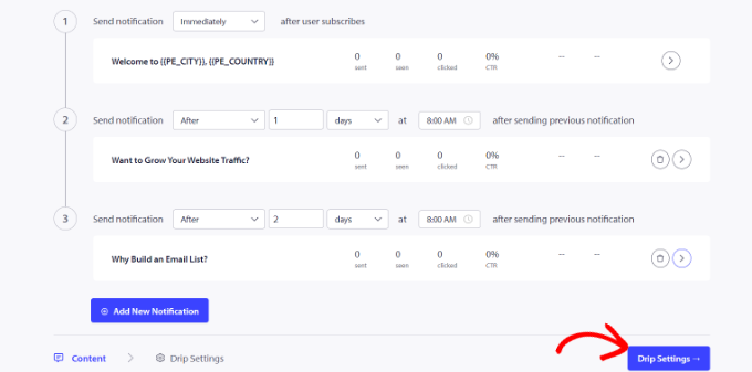 Modifier les paramètres d'égouttement Edit drip settings