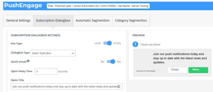 Paramètres de la boîte d'abonnement Subscription box settings