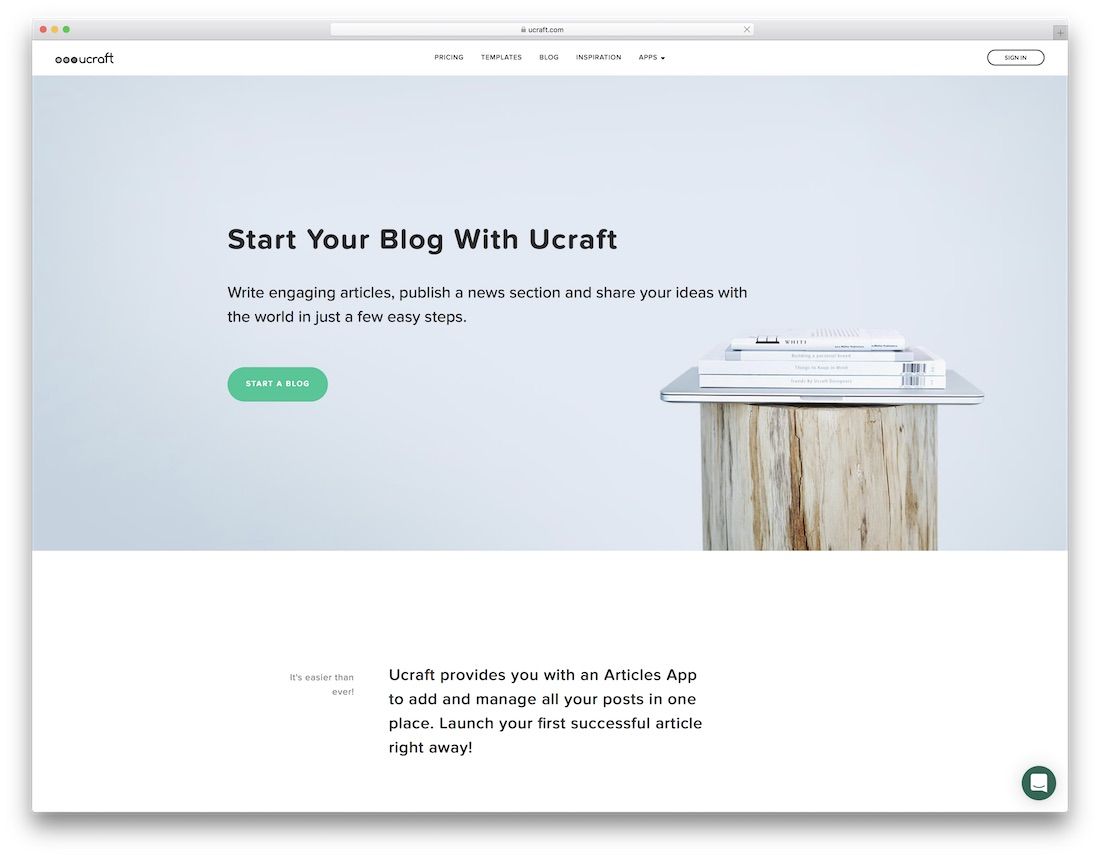 ucraft Website-Builder für Blogs