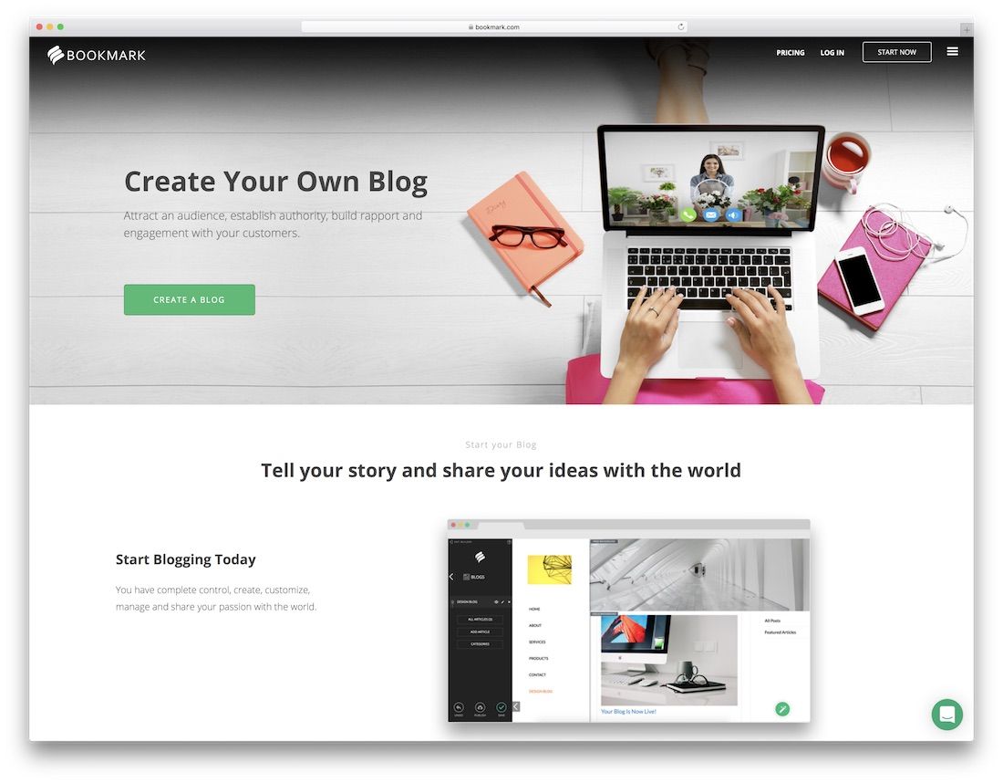 Lesezeichen-Website-Builder für Blogs