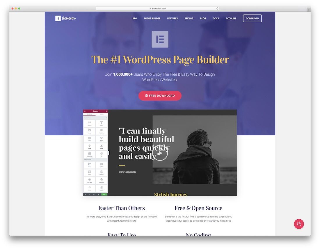 elementor website builder für blogs
