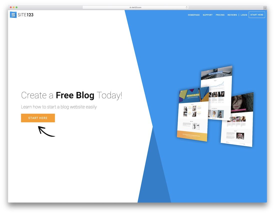 site123 Website-Builder für Blogs