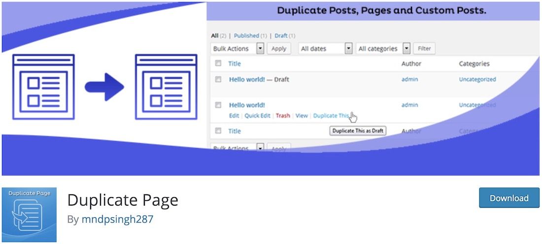 plug-in wordpress per duplicare le pagine