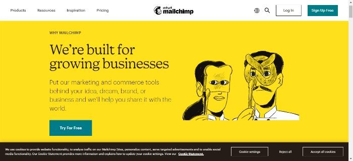 Grafika wiadomości marketingowej od MailChimp, która wykorzystuje słowa mocy.