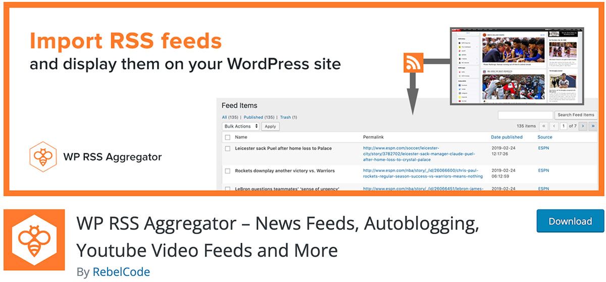 Плагин WP RSS Aggregator для WordPress