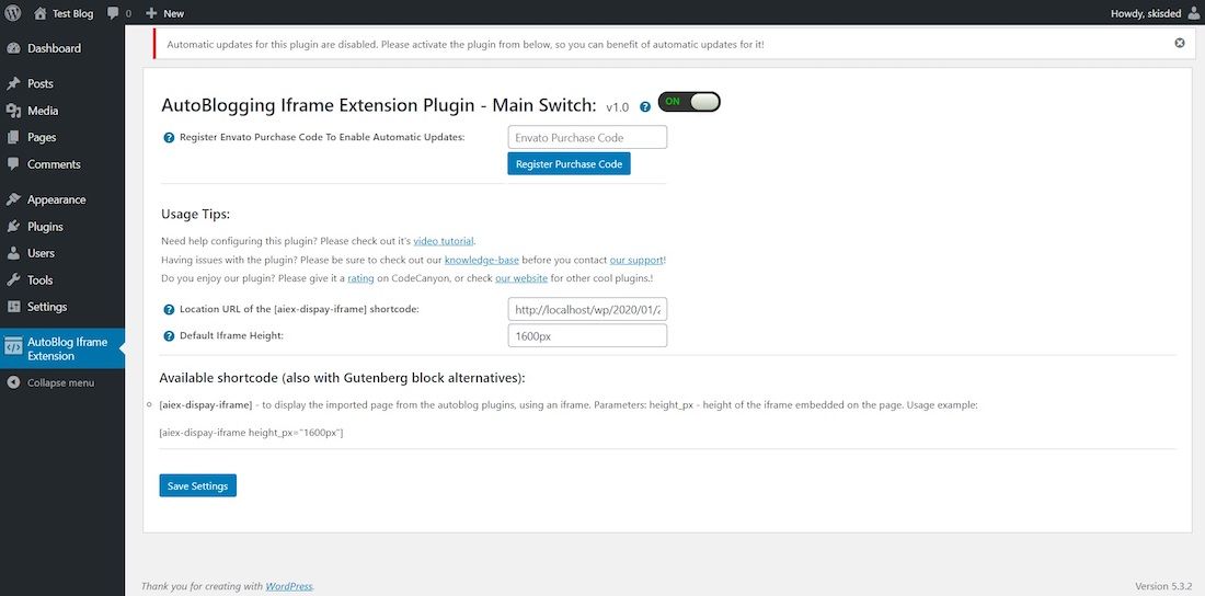 автоблог iframe расширение wordpress плагин автоблогинга