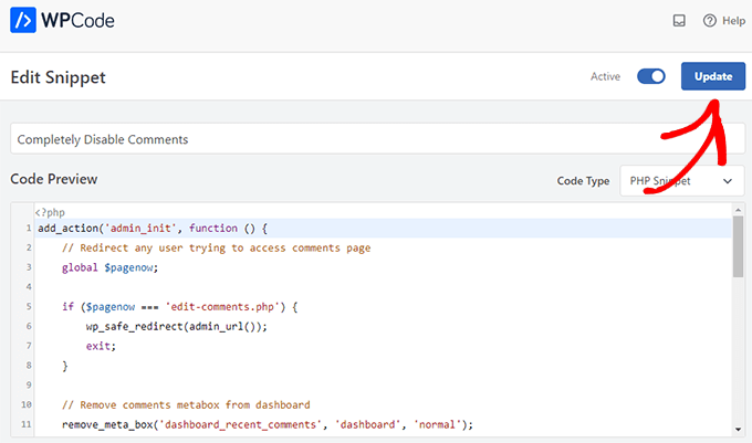 WPCode-Aktivierungs-Snippet WPCode activate snippet