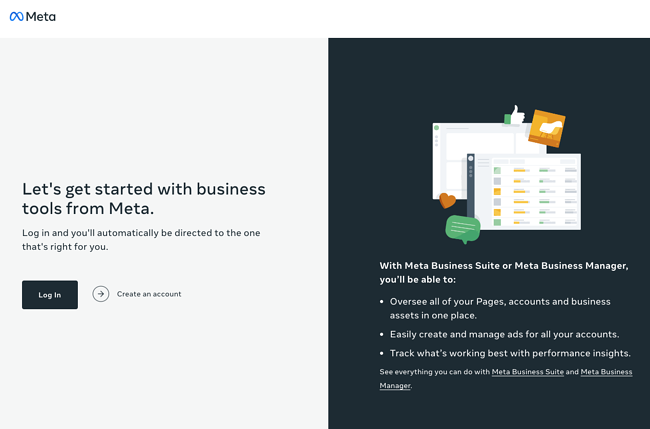 So verwenden Sie den Facebook Meta Business Manager: Öffnen Sie die Business-Homepage