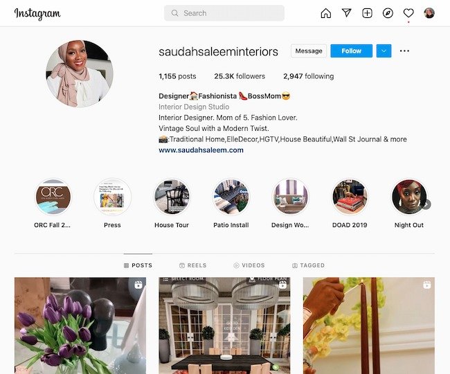 ブランド構築におけるソーシャル メディアの役割の例: Instagram インフルエンサー Saudah Saleem