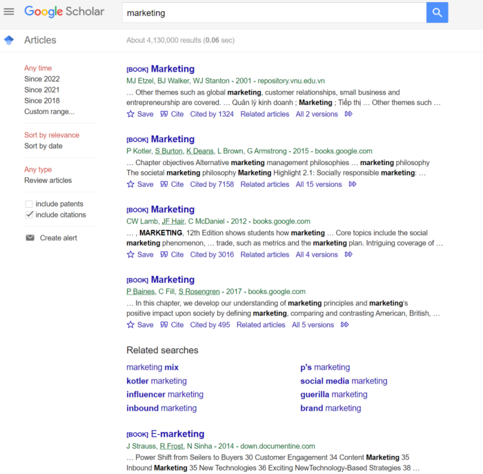 Google Akademik arama motorunun ana sayfası.