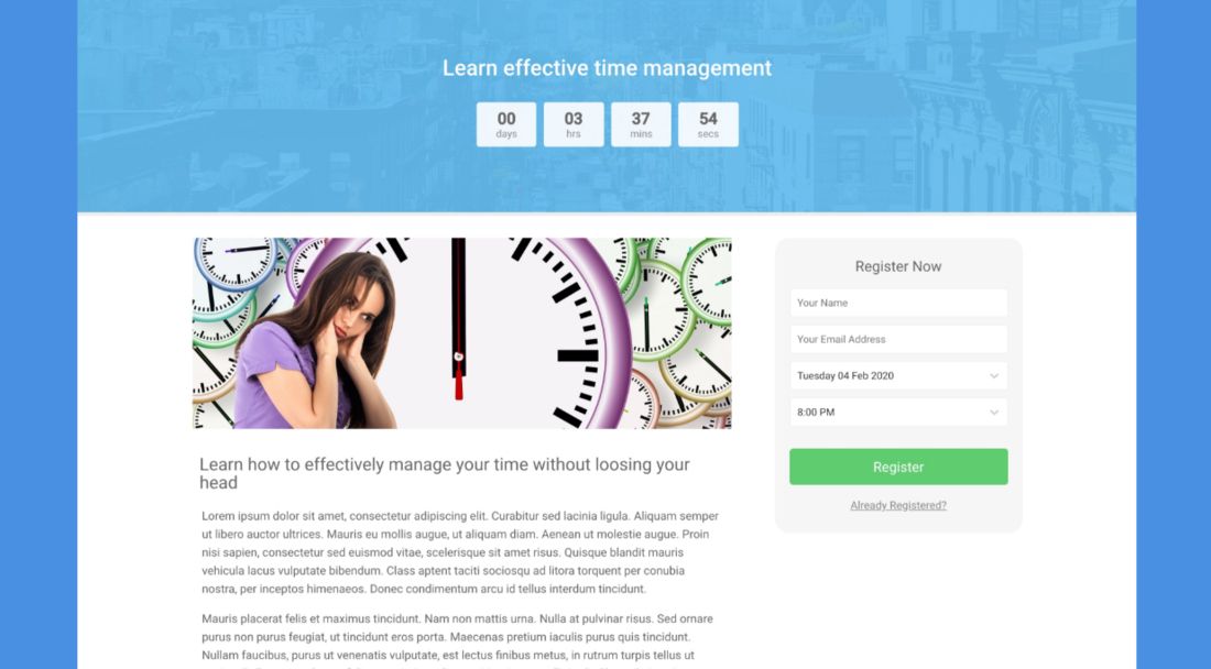 Halaman demo WebinarPress