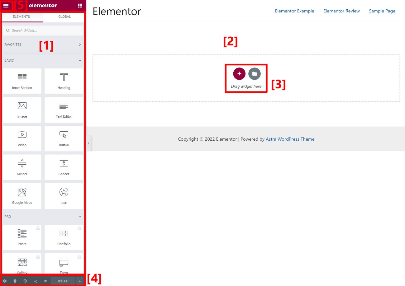 อินเทอร์เฟซ Elementor