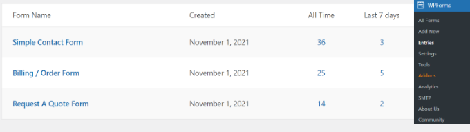 在 WPForms 中查看表单条目 View form entries in WPForms