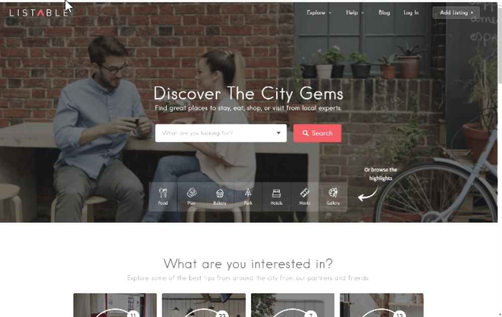 listable - 한 열 WordPress 테마
