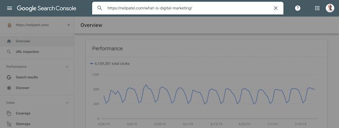 ภาพหน้าจอของ Google Search Console