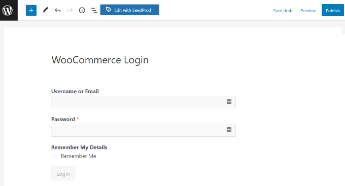 Previzualizarea paginii de conectare WooCommerce folosind WPForms WooCommerce login page preview using WPForms