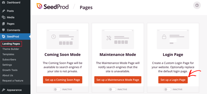 Selectați Pagina de conectare Select Login Page