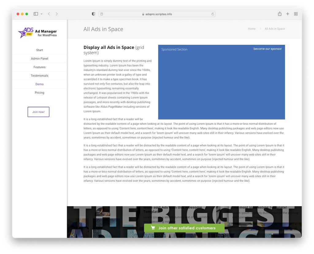 用於 wordpress 的廣告專業插件