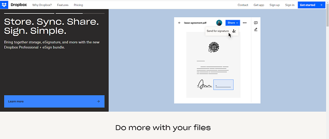 أمثلة على موقع الويب b2b: dropbox