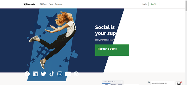 أمثلة على موقع B2B: hootsuite