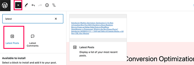 Block für neueste Beiträge hinzufügen Add latest posts block