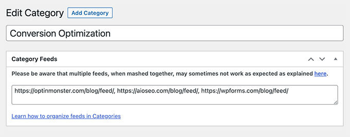 Fügen Sie Feed-URLs hinzu Add feed URLs