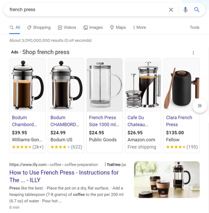 Google-Suchergebnisse für das Stichwort „Französische Presse“