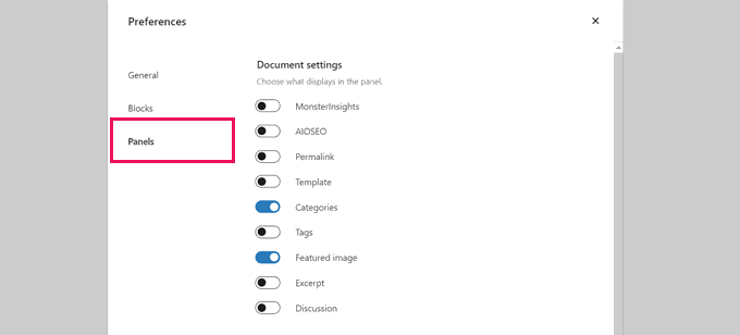 Blok düzenleyicide gizleme panellerini göster Show hide panels in block editor