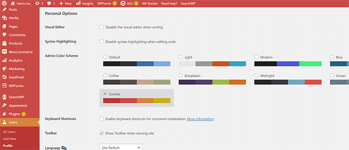 WordPress yönetici alanı için bir renk şeması seçin Choose a color scheme for WordPress admin area