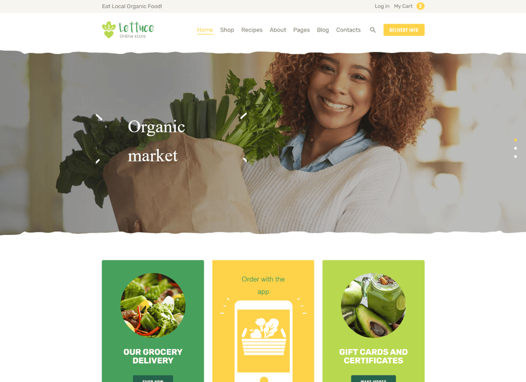 Lechuga - Tema de WordPress para productos de la tienda en línea de alimentos orgánicos y productos ecológicos