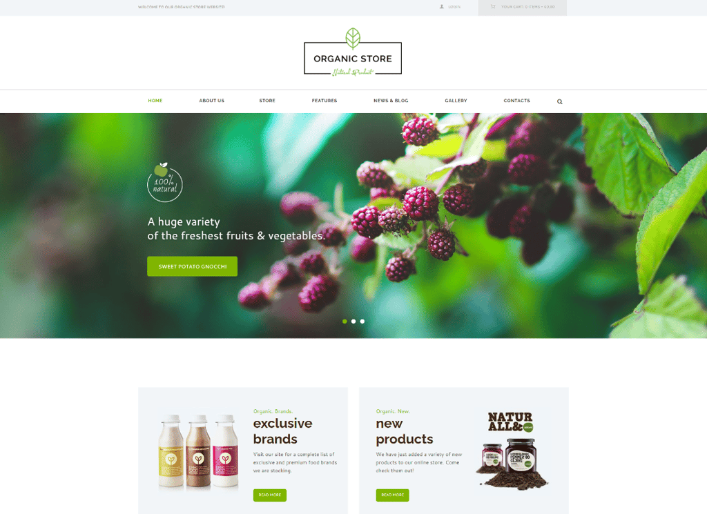 Organic Store - Tema de WordPress para tienda de productos ecológicos