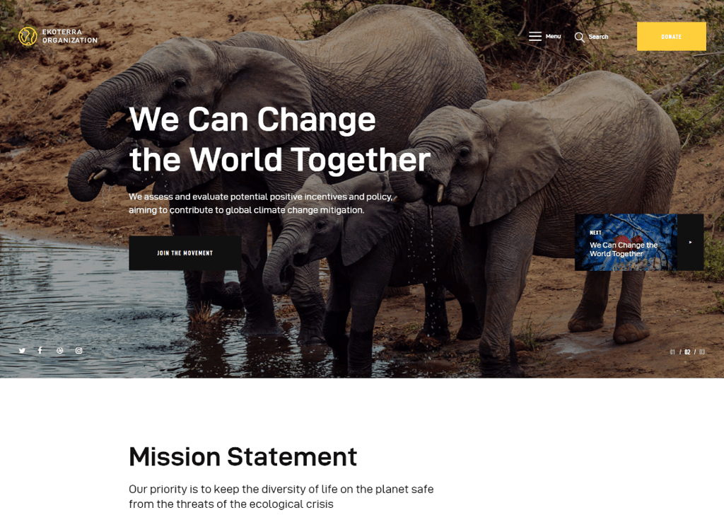 Ekoterra - Tema de WordPress para activismo social, organizaciones sin fines de lucro y ecología