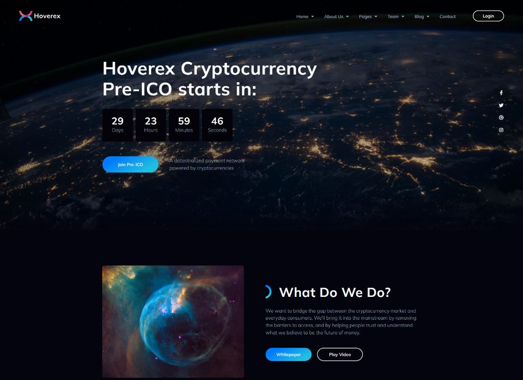 Hoverex - سمة ووردبريس للعملات المشفرة و NFT و ICO