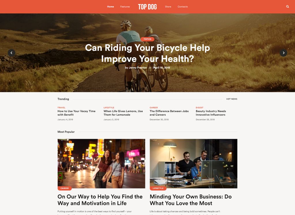 Top Dog - موضوع مدونة ومجلة WordPress الكل في واحد